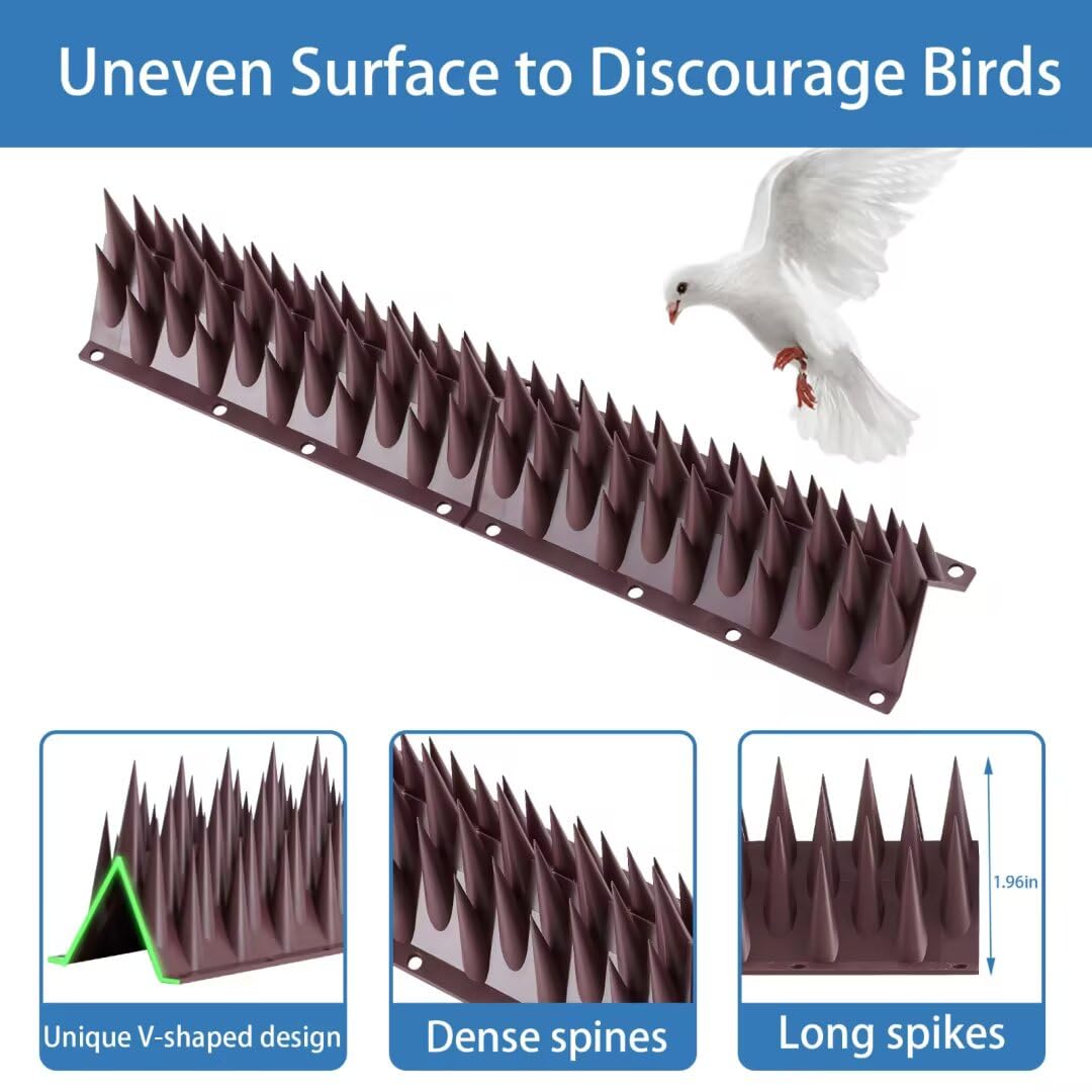 Oneluner Bird Spikes with v-shaped tips forming a visual obstacle for roosting birds