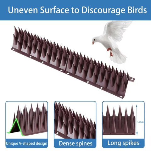 Oneluner Bird Spikes with v-shaped tips forming a visual obstacle for roosting birds