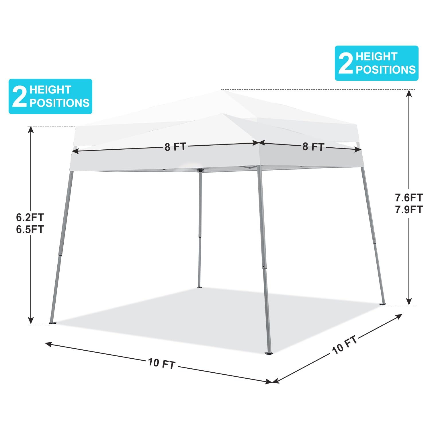 Oneofics canopy adjustable-height-legs image shows flexible shade height for various venues.
