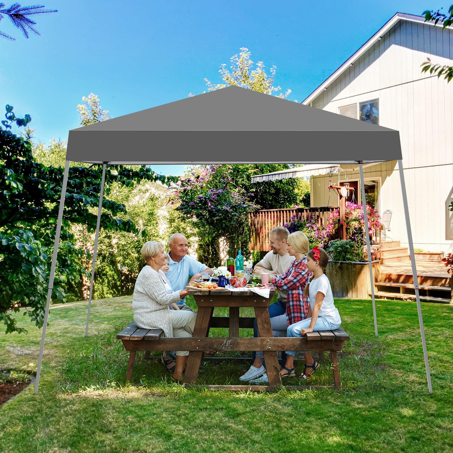 Oneofics canopy adjustable height enables versatile shading on uneven ground