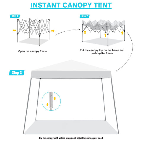 Oneofics canopy portable-pop-up-design illustrates easy setup for outdoor events and trips.