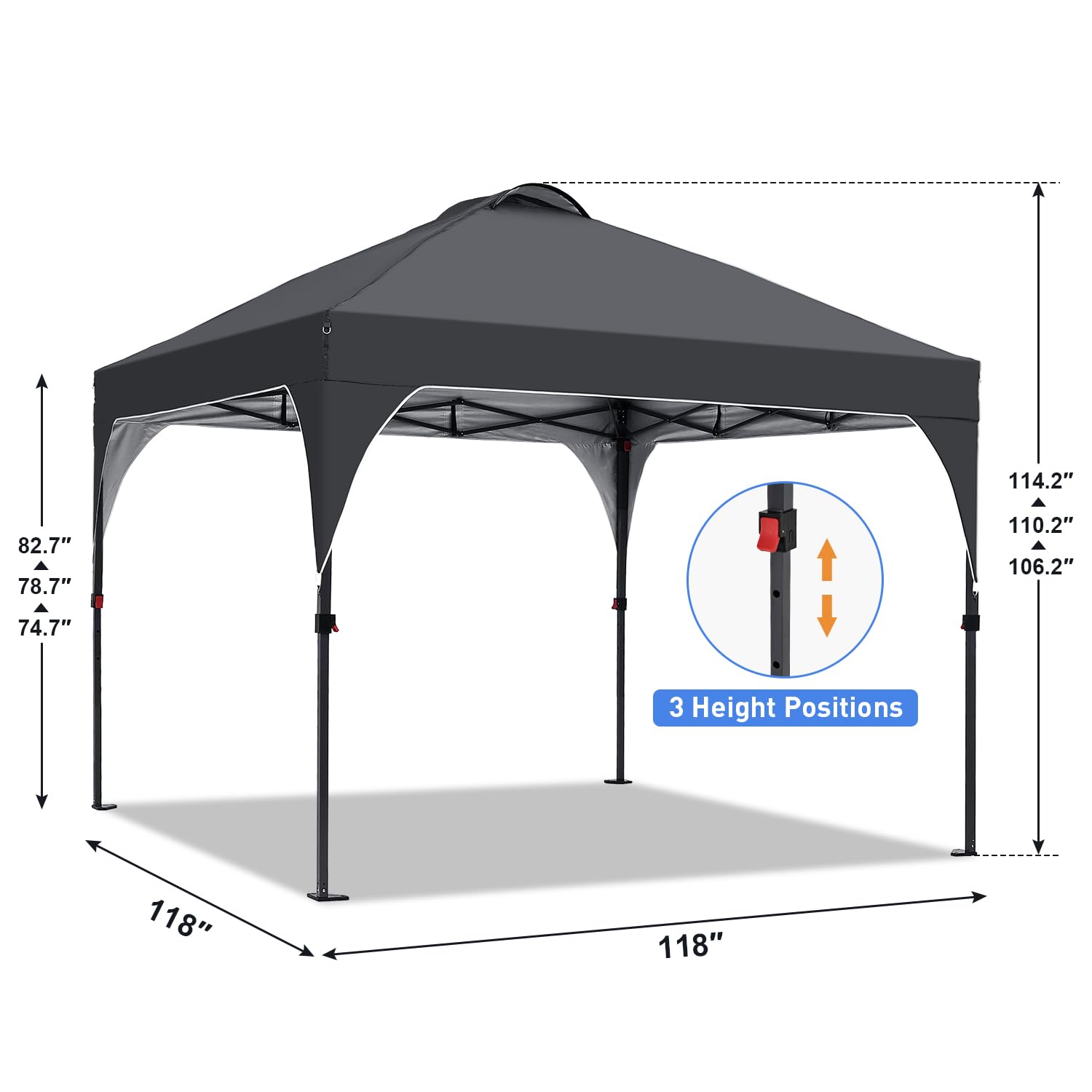 Oneofics pop-up canopy ground-stakes securing setup on uneven ground.