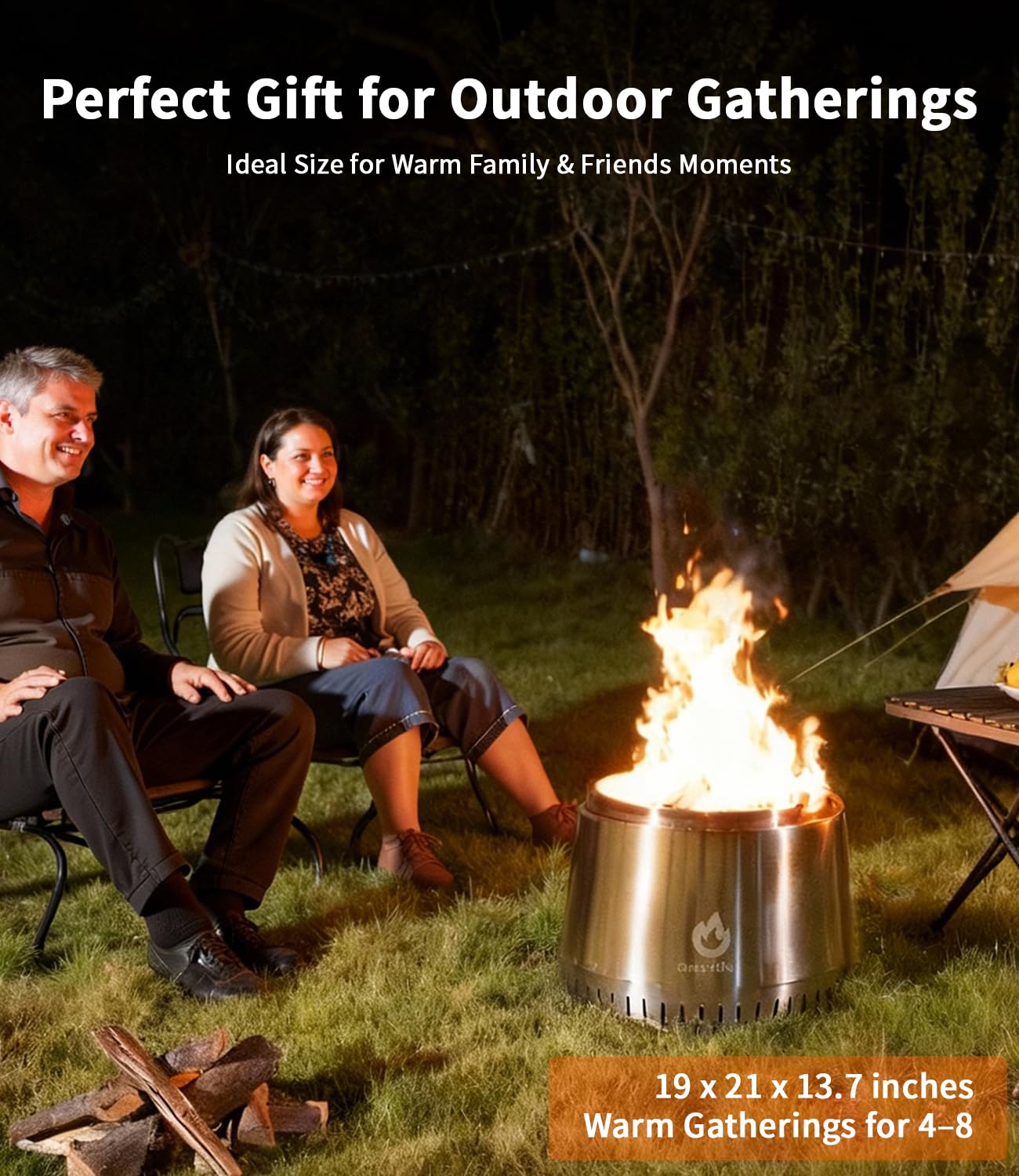 OneSetNuf smokeless fire pit portable design enables easy relocation.
