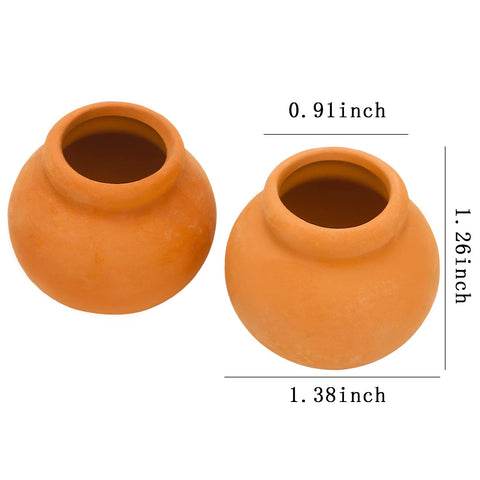 ONEST red pottery pot close-up highlighting compact 1-inch opening for dollhouse displays
