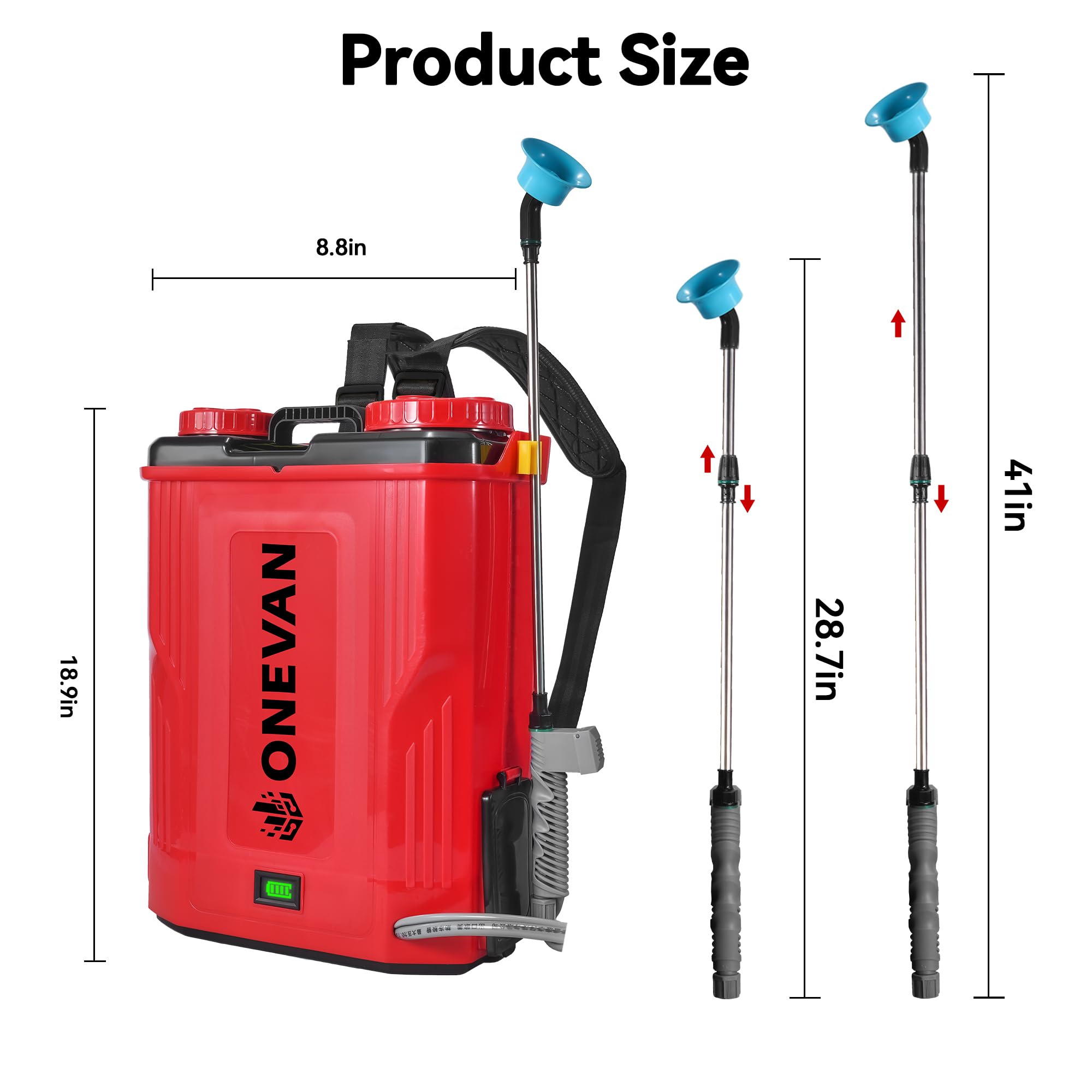 ONEVAN includes five nozzles for diverse spraying tasks