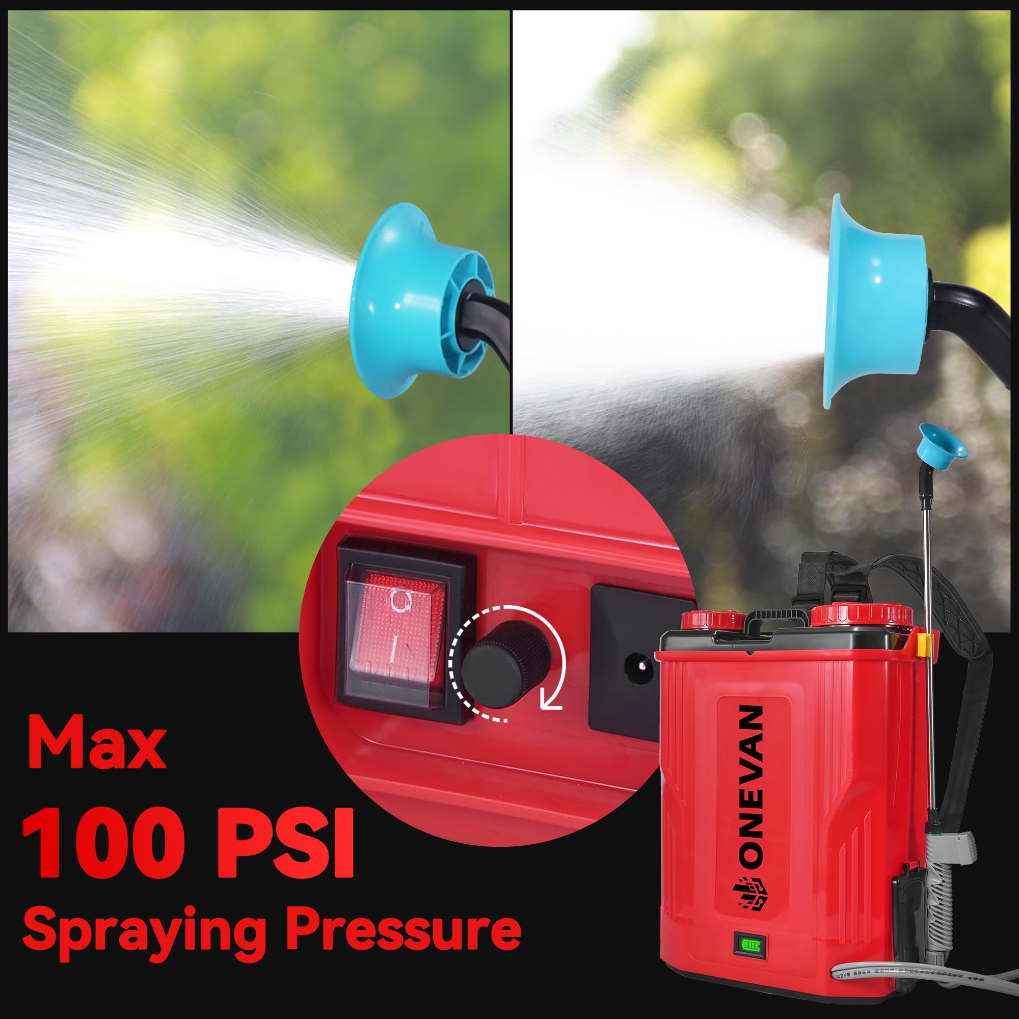 ONEVAN sprayer with telescopic wand reaches high and tight areas