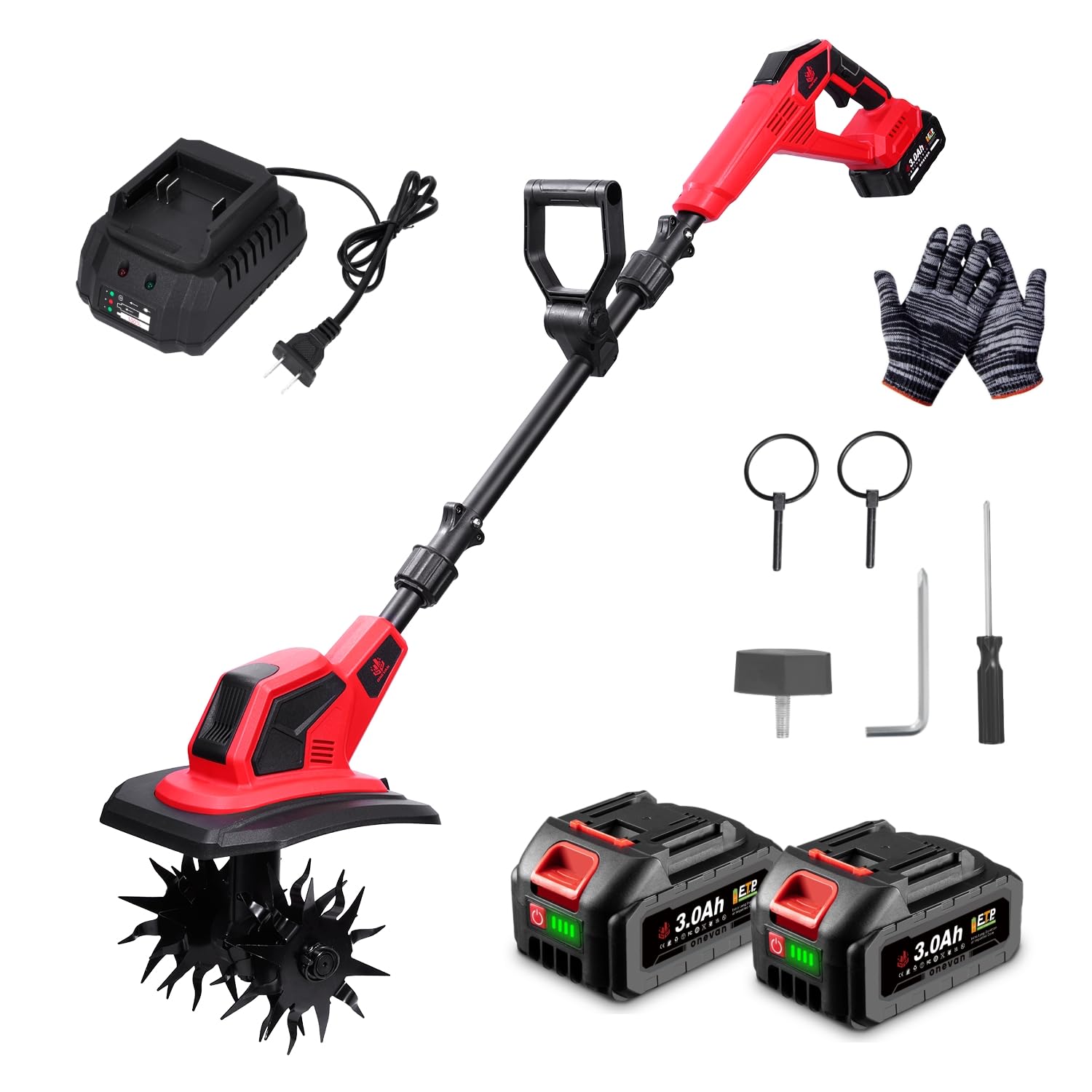 ONEVAN cordless tiller 360rpm in action for quick garden bed prep.