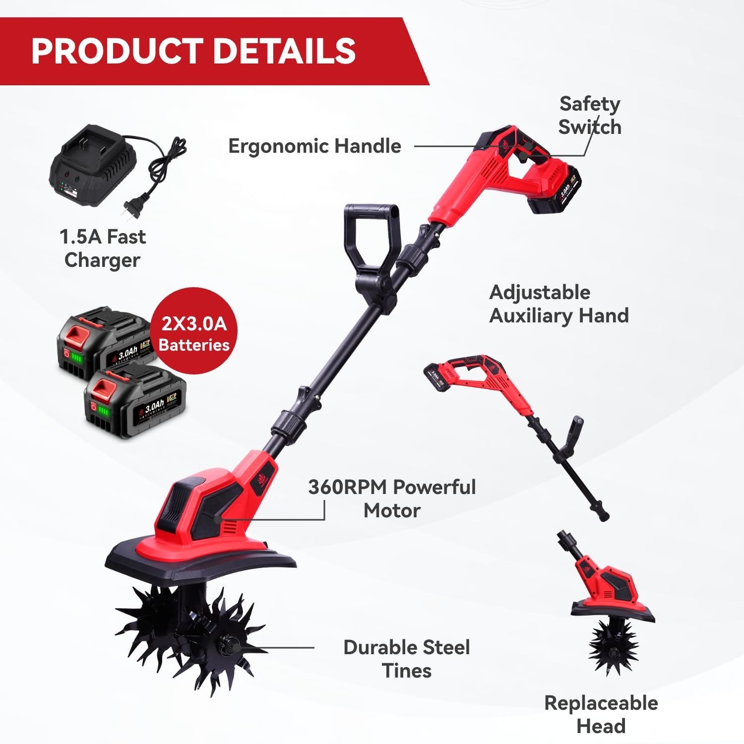 ONEVAN detachable gears simplify weed removal and soil cleanup.