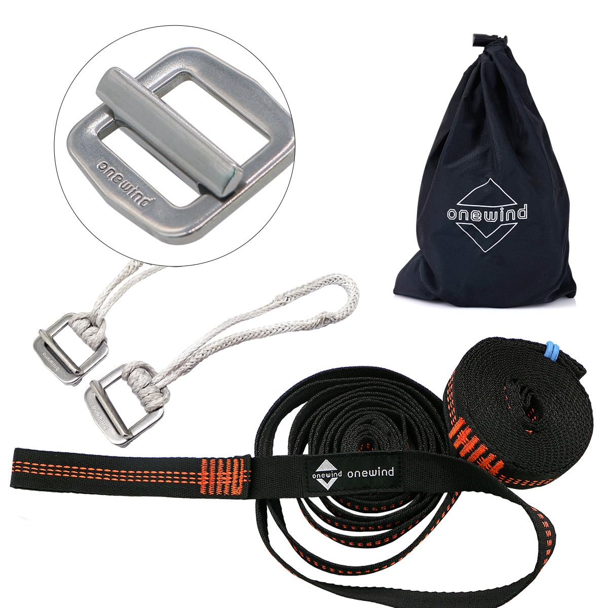 OneWind Tree Straps orange-n 12ft length enable secure hammock setup and flexible spacing.