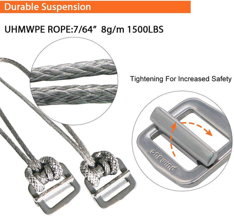 OneWind orange-n UHMWPE loops simplify height adjustments during setup.