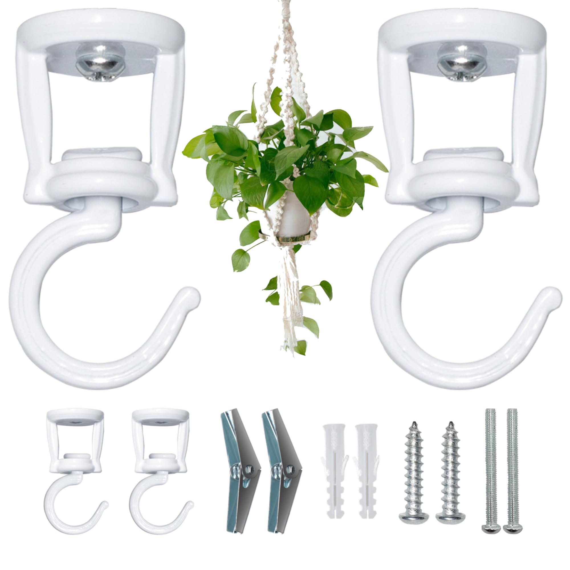 ONIKK ceiling hooks 2-pack white offer secure, versatile hanging for plants and decor.