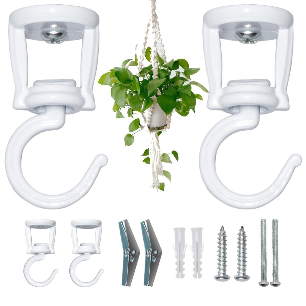 ONIKK ceiling hooks 2-pack white offer secure, versatile hanging for plants and decor.