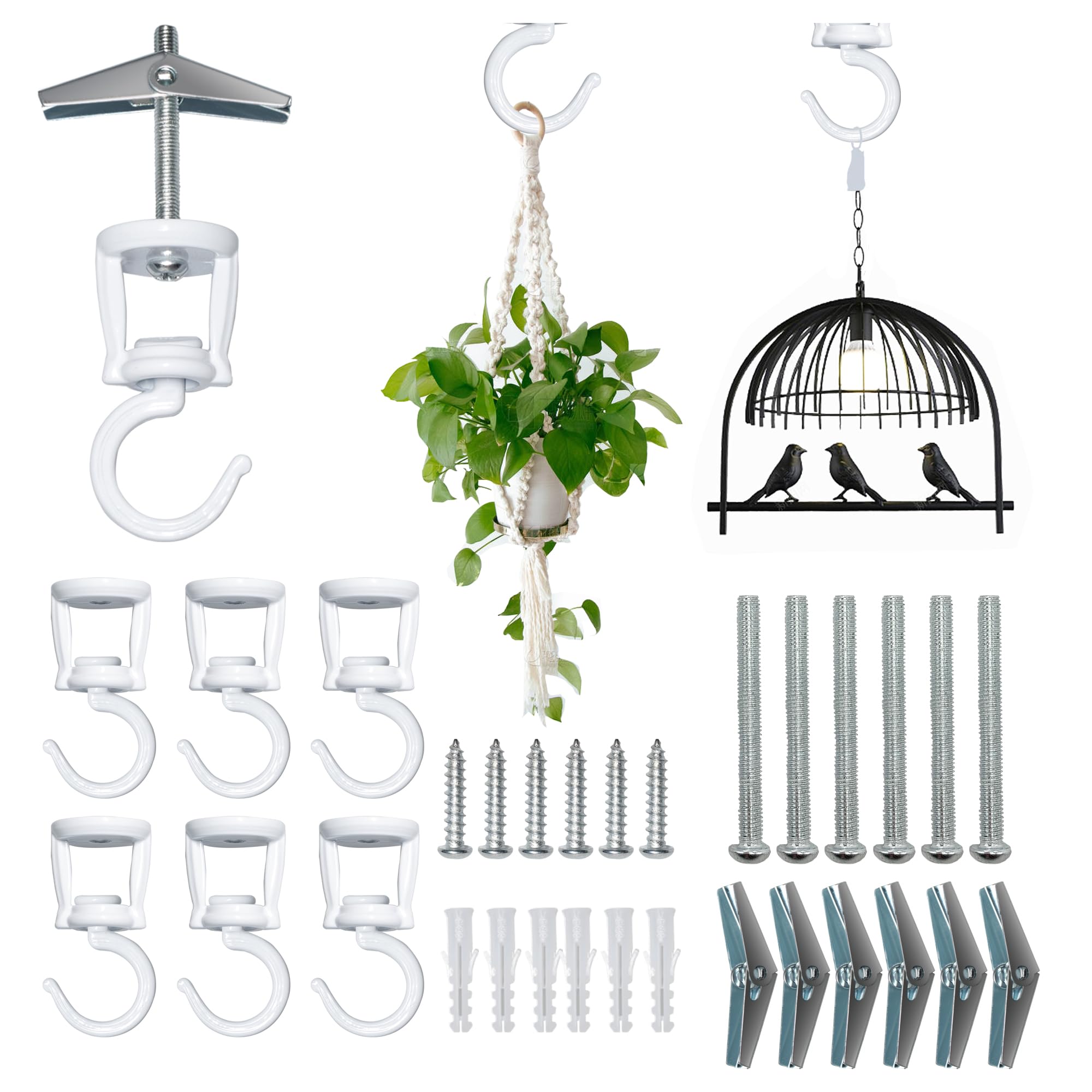 ONIKK ceiling hooks 6-pack white for secure indoor and outdoor hanging