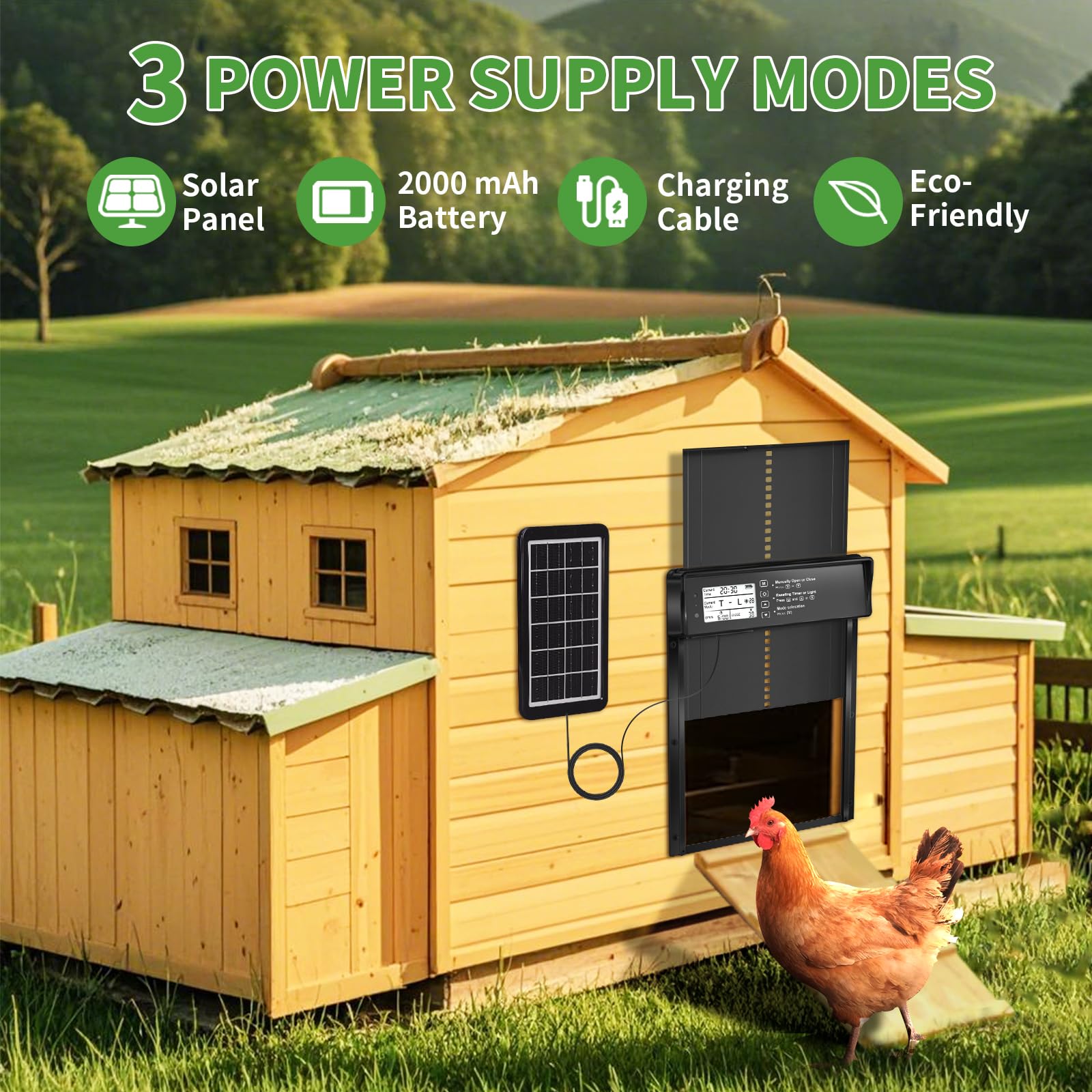 ONKO automatic coop door with remote control for convenient operation.