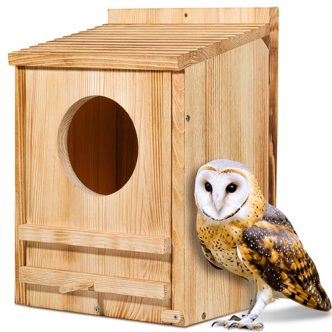 ONKO Barn Owl House exterior blends with natural gardens and invites safe roosting.