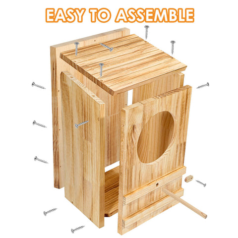 ONKO easy-clean owl nesting box with secure latch.