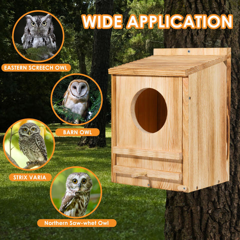ONKO Owl Nesting Box natural tree-hole design provides safe bird housing.