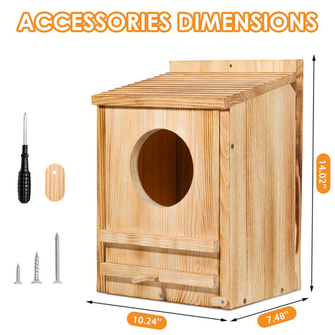 ONKO Owl Nesting Box with waterproof paint for year-round use.