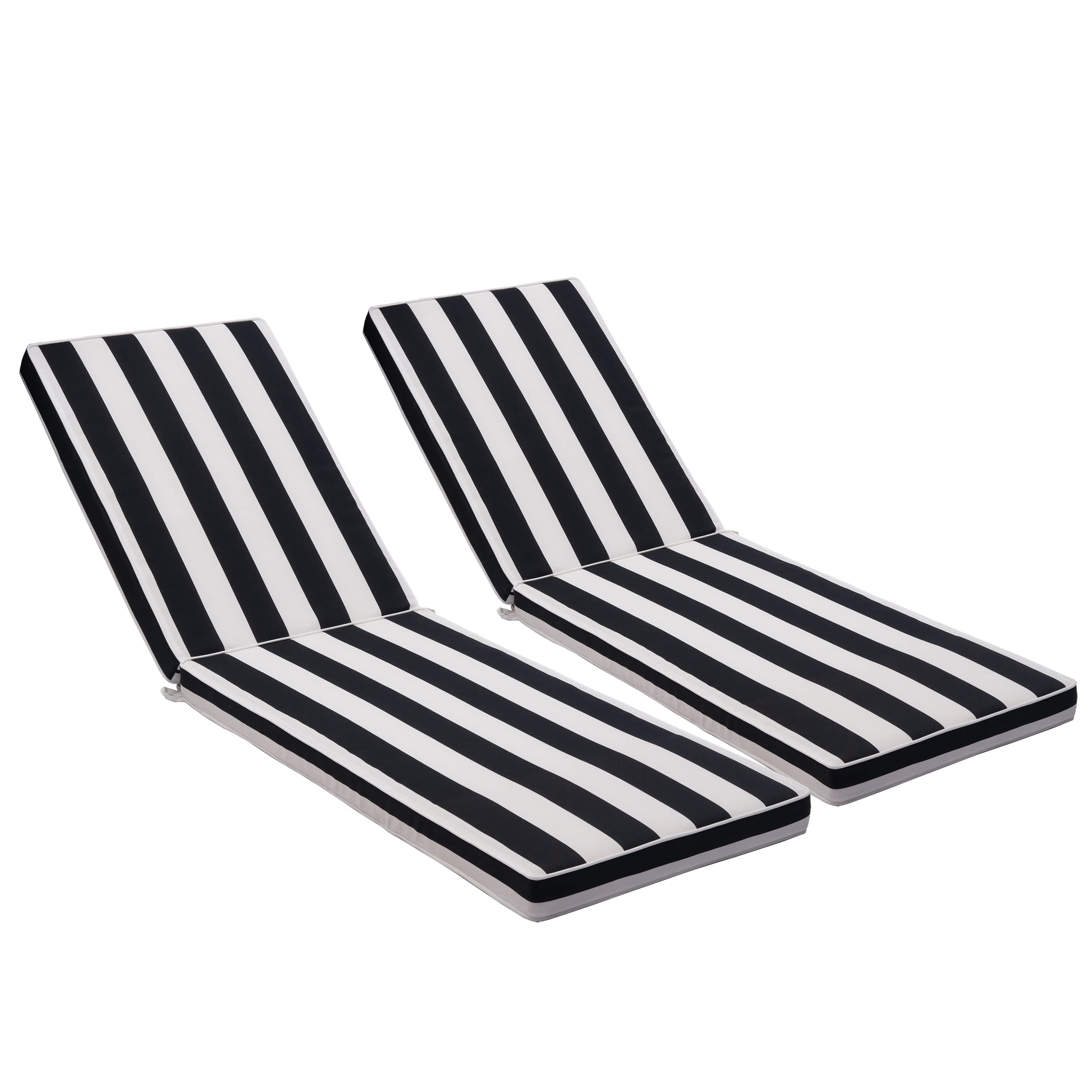Only Choice outdoor lounge cushion stripe-black-white close-up showing durable fabric.