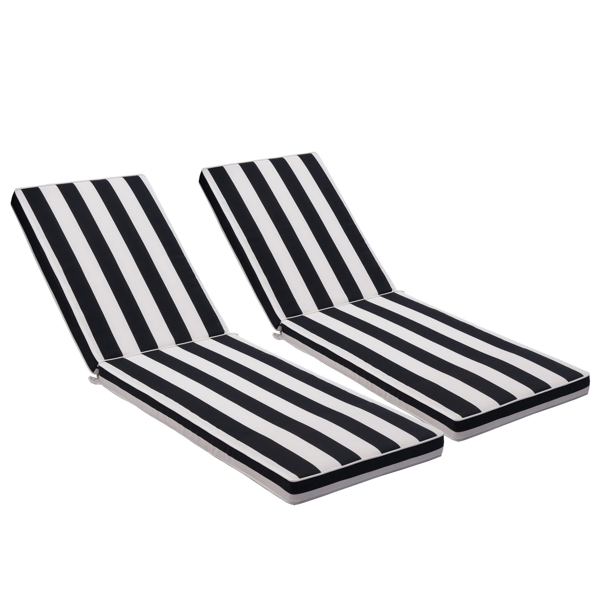 Only Choice outdoor lounge cushion stripe-black-white close-up showing durable fabric.