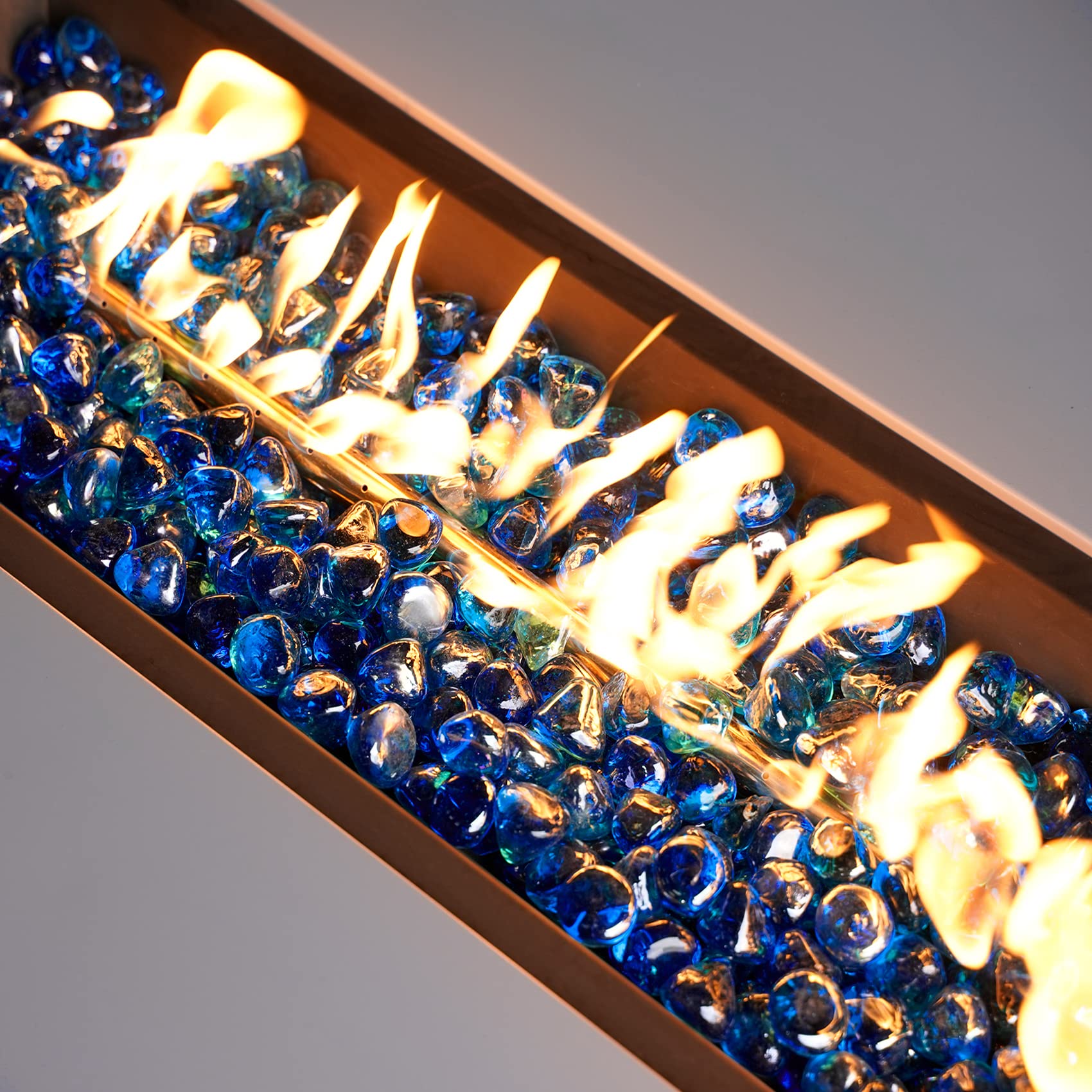 Onlyfire cobalt blue fire glass diamonds withstand outdoor conditions with lasting color