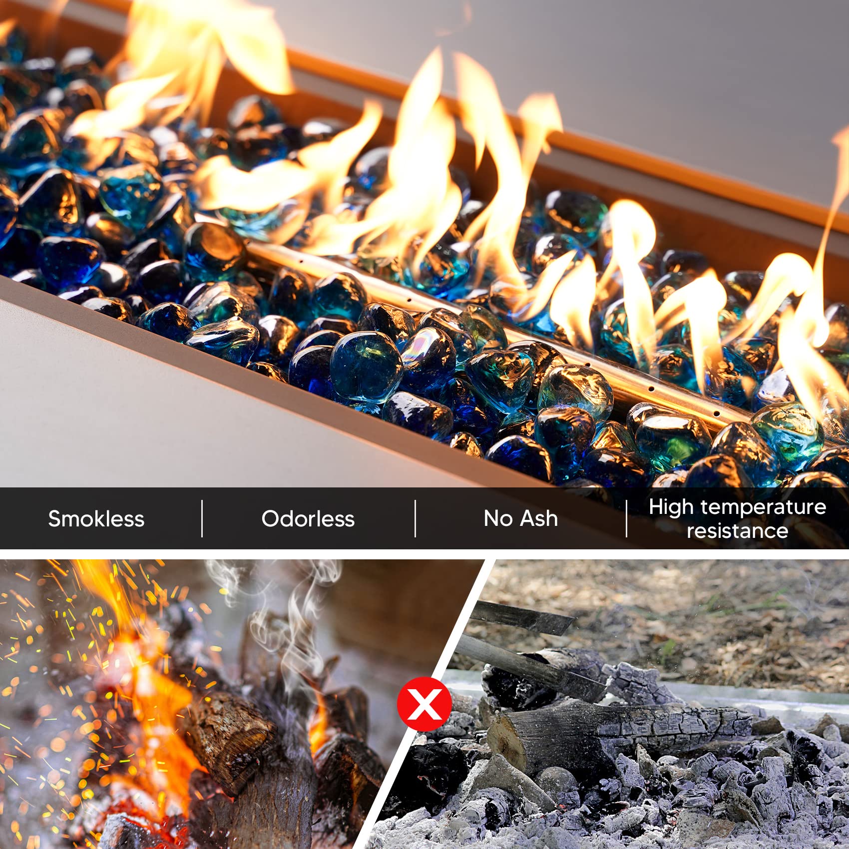 Onlyfire cobalt blue fire glass diamonds outdoors enhance patios with reflective decor