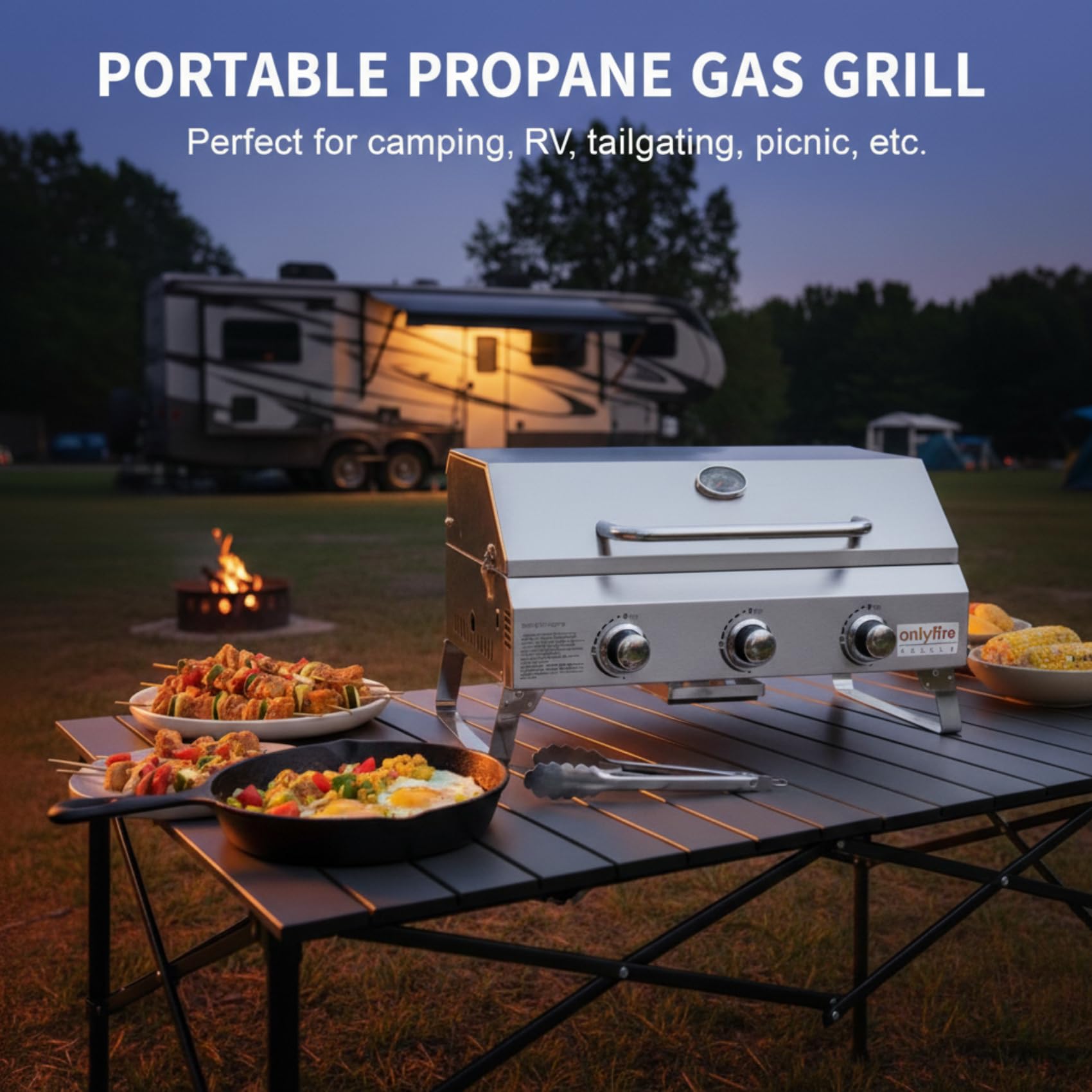 Onlyfire 286 sq in cooking area allows cooking multiple items at once.