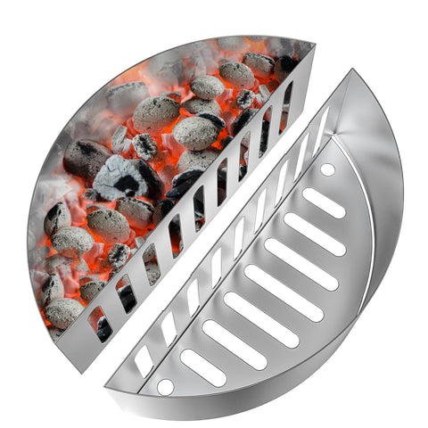 Onlyfire 2pc upgraded stainless steel charcoal basket set for indirect heat and even burning.