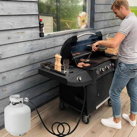3/8-inch flare nut connection compatible with many grills