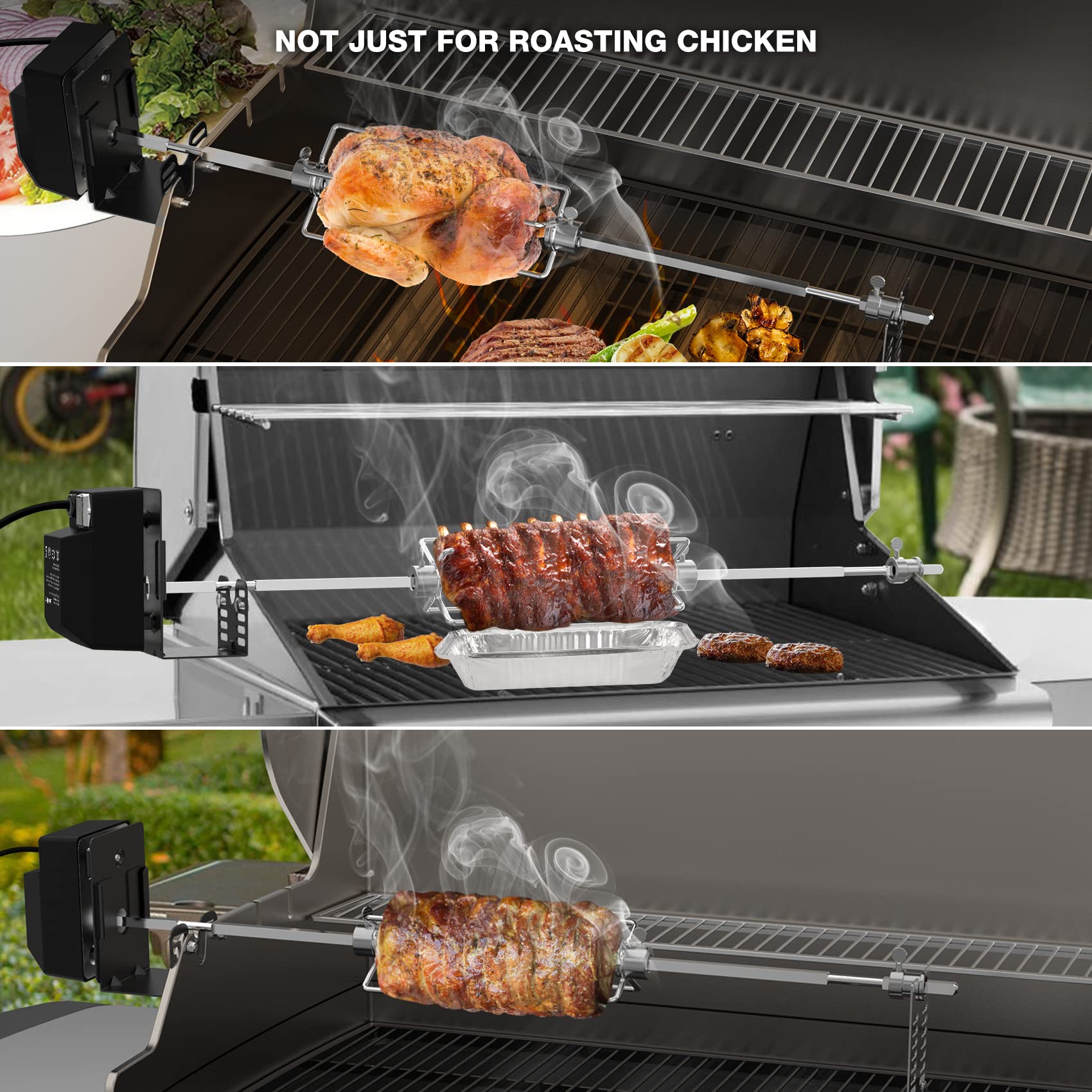 Onlyfire 4-prong meat forks secure meat during grilling for balanced rotation.