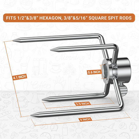 Onlyfire 6003 fits 0.47-inch hexagon rods for stable roasting