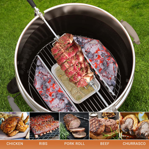 Onlyfire 6003 accommodates round spits up to 1/2 inch for diverse roasts