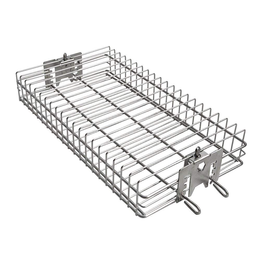Onlyfire 6042 chrome rotisserie basket side view shows sturdy construction for versatile grilling
