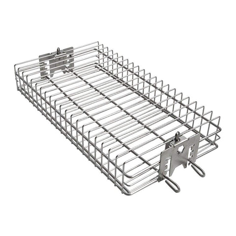 Onlyfire 6042 chrome rotisserie basket side view shows sturdy construction for versatile grilling