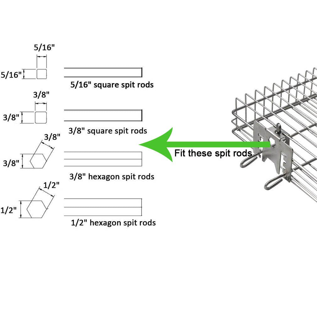 Onlyfire 6042 chrome rotisserie basket adjustment system shows height control for various foods