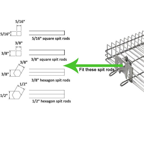 Onlyfire 6042 chrome rotisserie basket adjustment system shows height control for various foods