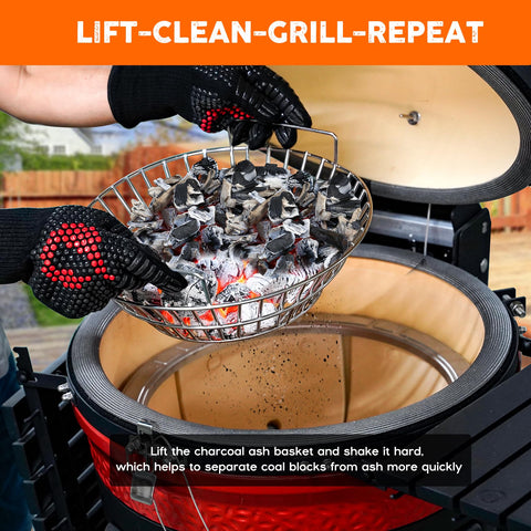 Onlyfire ash basket shake-to-clean aids quick cleanup.