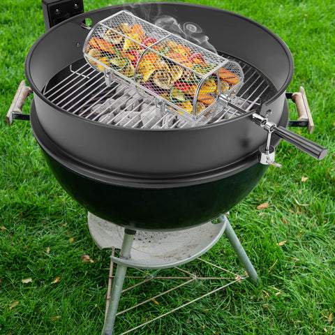 Onlyfire basket handles seafood and wings for versatile grill prep.