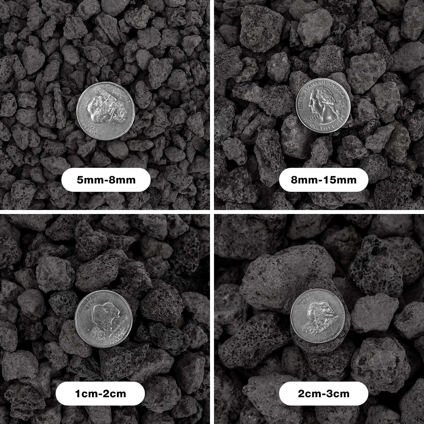 Onlyfire black lava rock 0-8-1-2 inch size offering flexible pit placement.