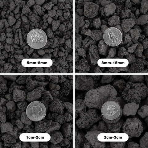 Onlyfire black lava rock 0-8-1-2 inch size offering flexible pit placement.