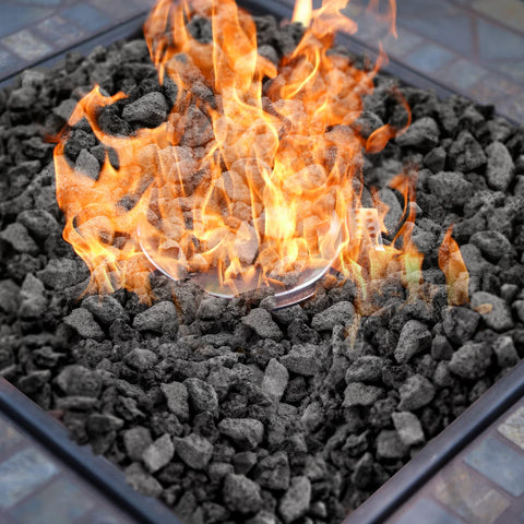 Onlyfire black lava rock showcases a porous surface for even flame dispersion.