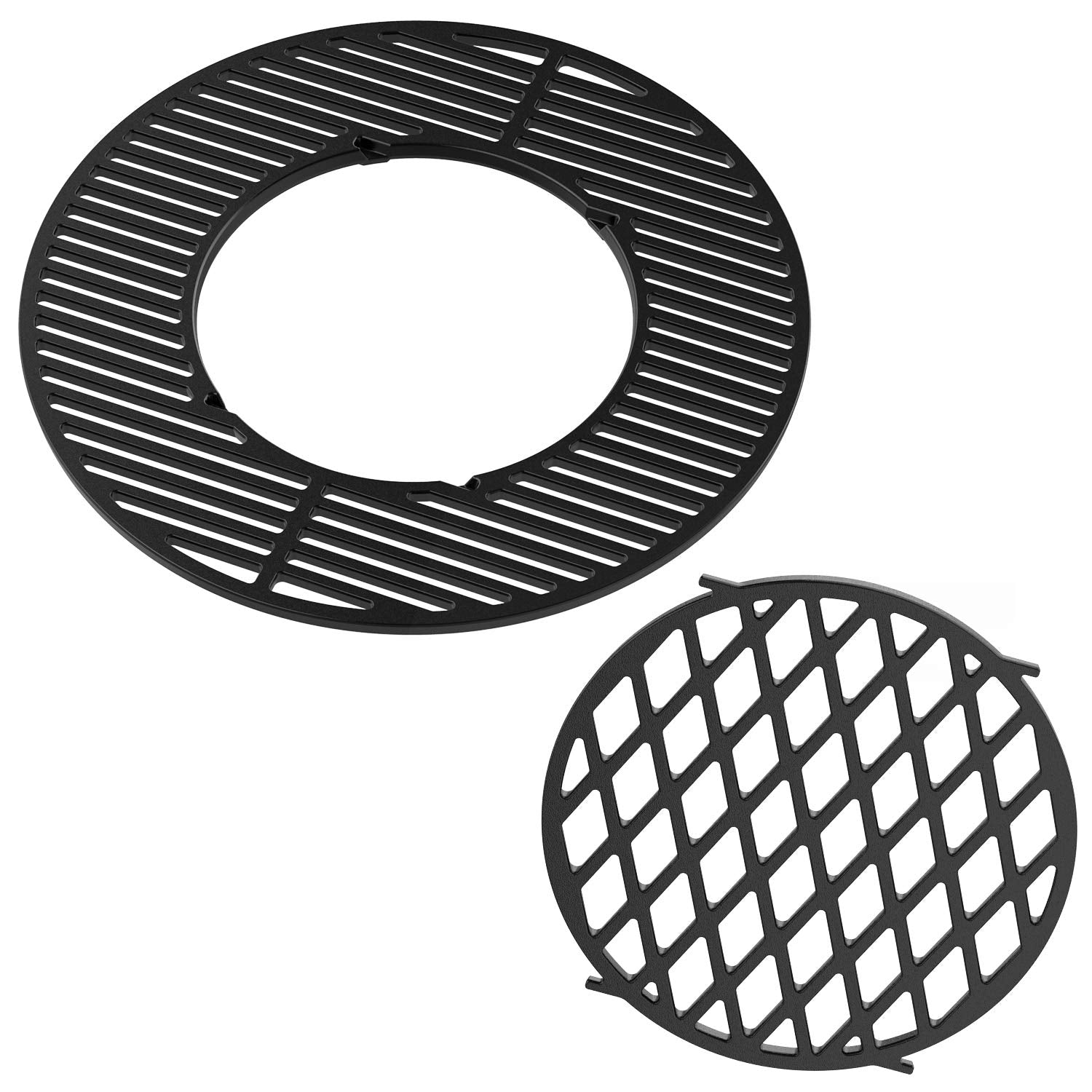 Premium cast iron surface delivers professional sear marks on meats and veggies.