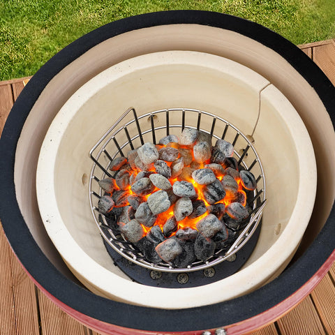 Onlyfire basket enables two-zone cooking with half-full chimney setup