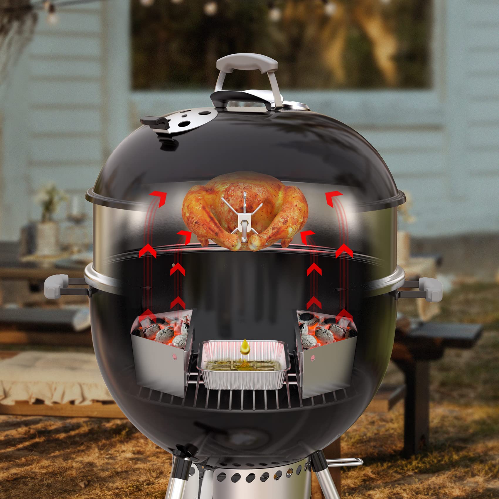 Onlyfire charcoal baskets deliver indirect heat for a richer smokiness on chicken or ribs