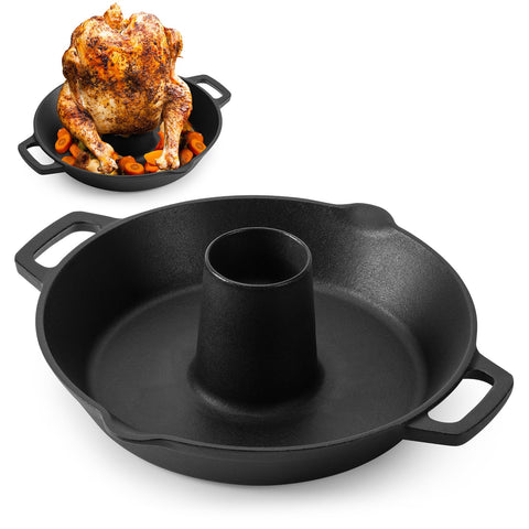 Onlyfire Chef vertical chicken roaster in cast iron for even heat and juicy results
