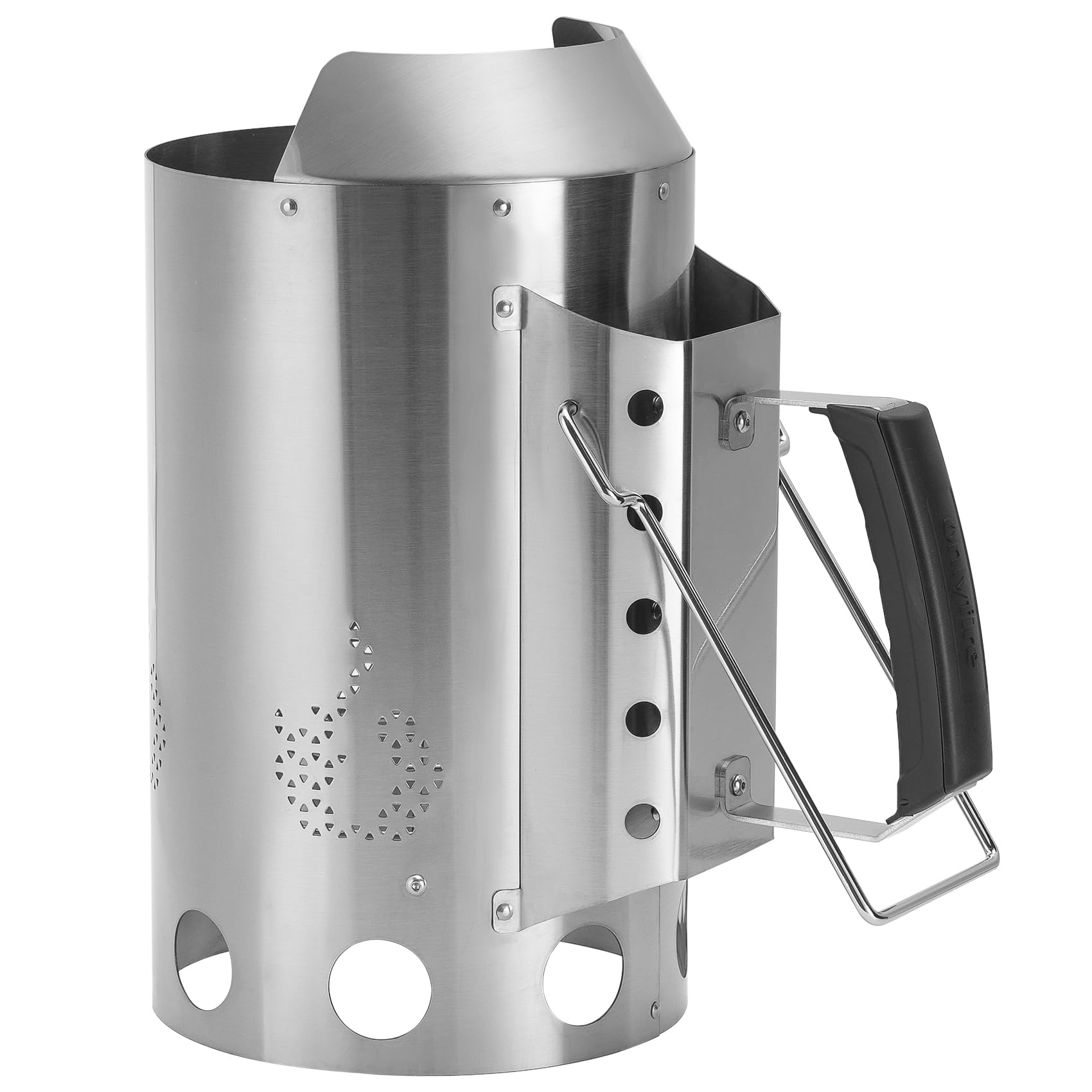 Onlyfire chimney starter with dual-handle safety for controlled pouring
