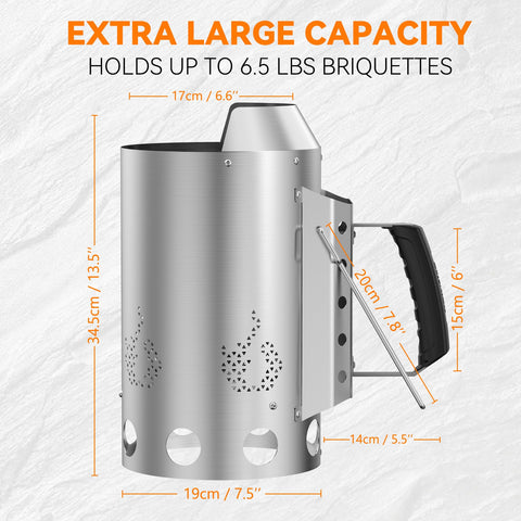 Onlyfire chimney starter with reinforced heat deflector keeps forearm cool