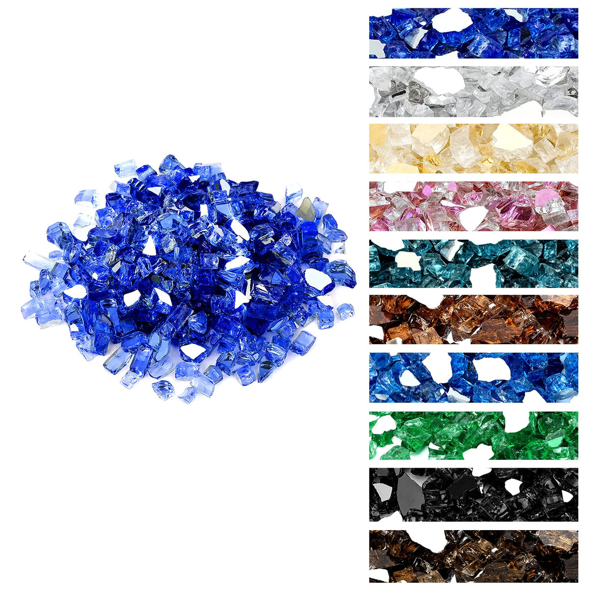 Onlyfire cobalt blue fire glass 10lb bag showcasing vibrant shimmer for upgrading fire pits in outdoor spaces