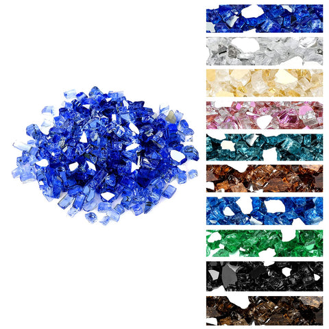 Onlyfire cobalt blue fire glass 10lb bag showcasing vibrant shimmer for upgrading fire pits in outdoor spaces