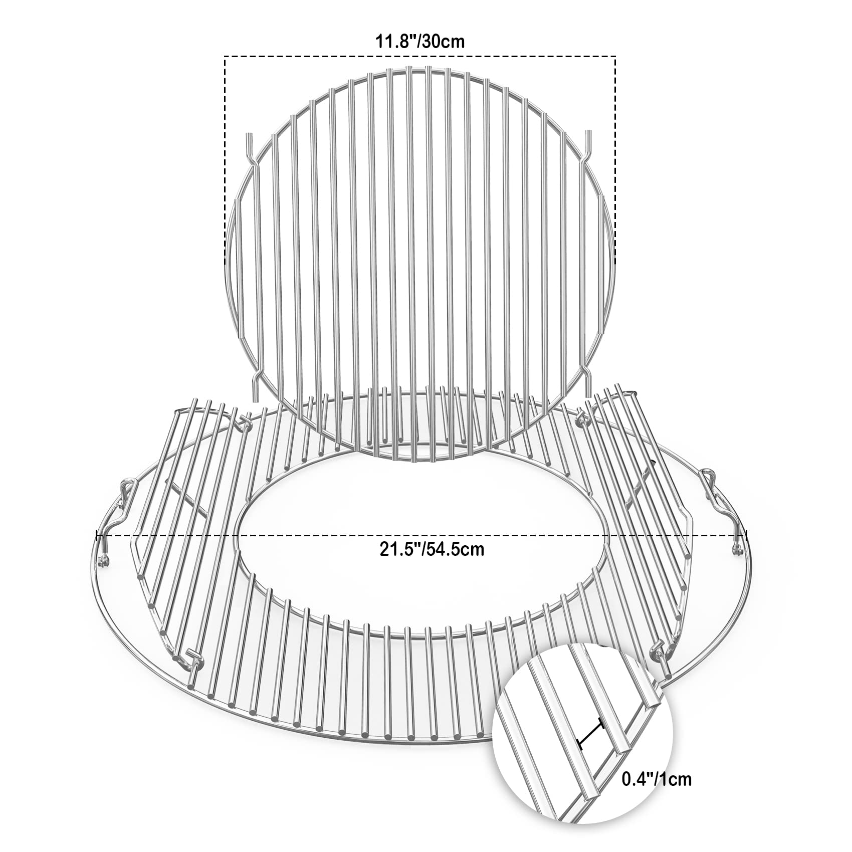 Onlyfire double-sided hinged grate demonstrating easy charcoal addition during cooking.